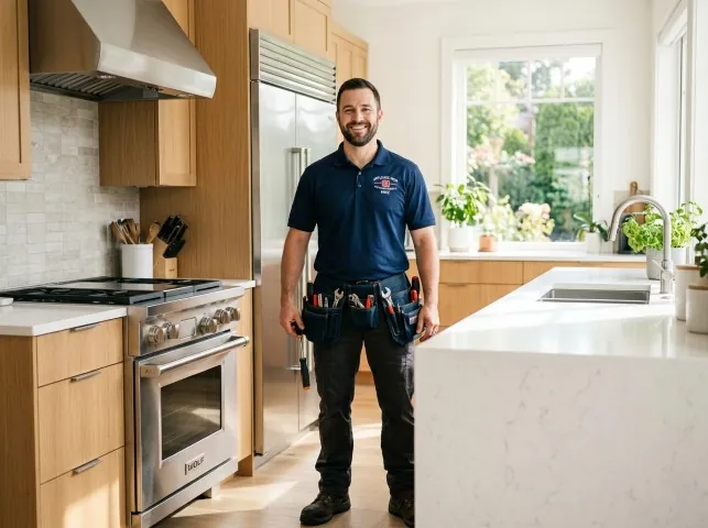 Appliance Repair Hero technician in a Absecon, NJ kitchen after an appliance repair